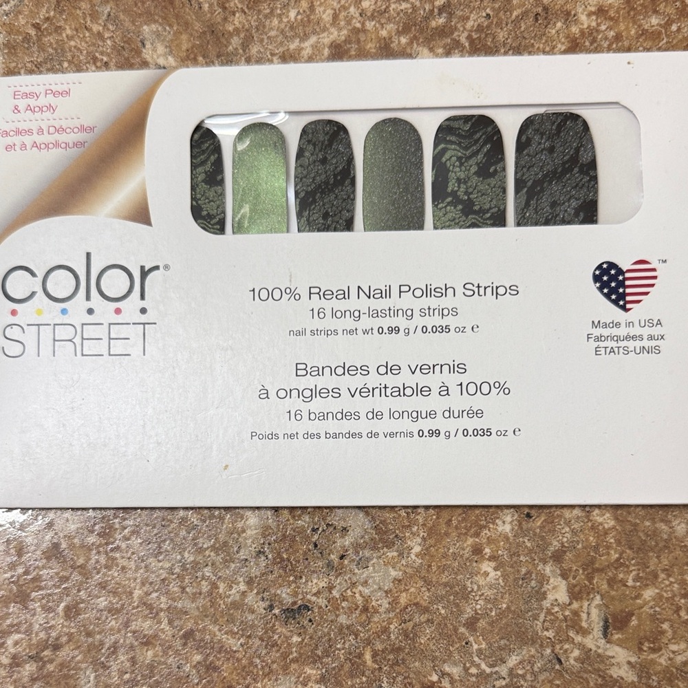 Color Street Green Shimmer with Black Lace Nail Strips